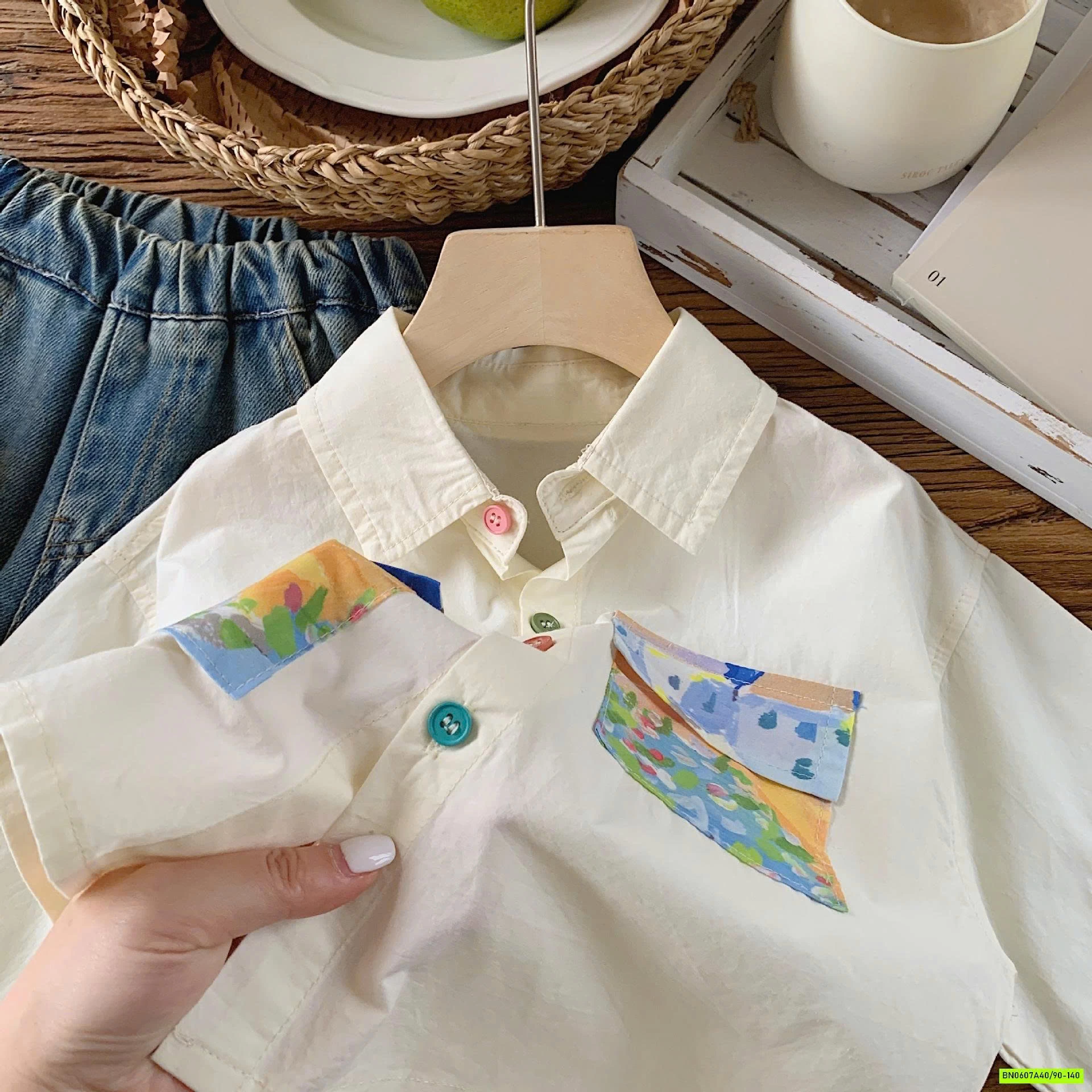 SƠ MI TÚI NGỰC IN TRANH VẼ