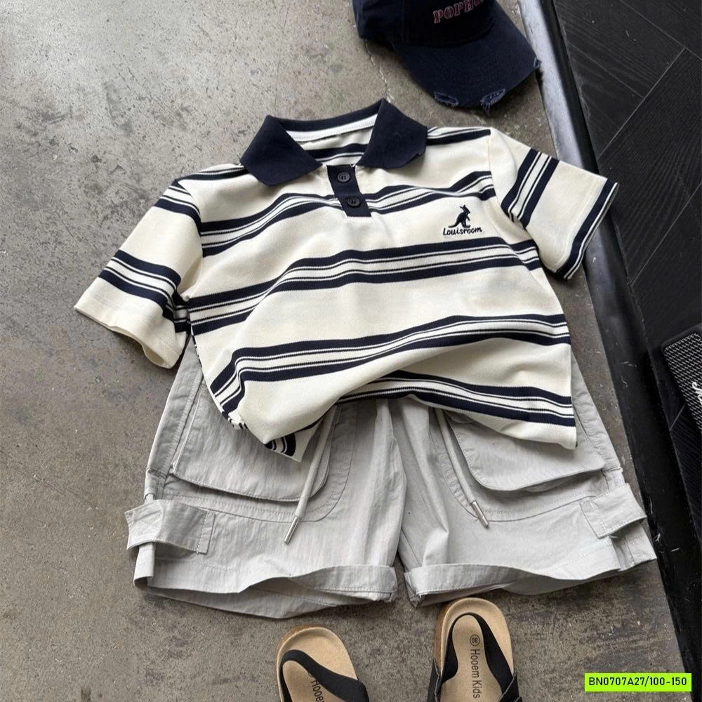 POLO KẺ THÊU LOGO