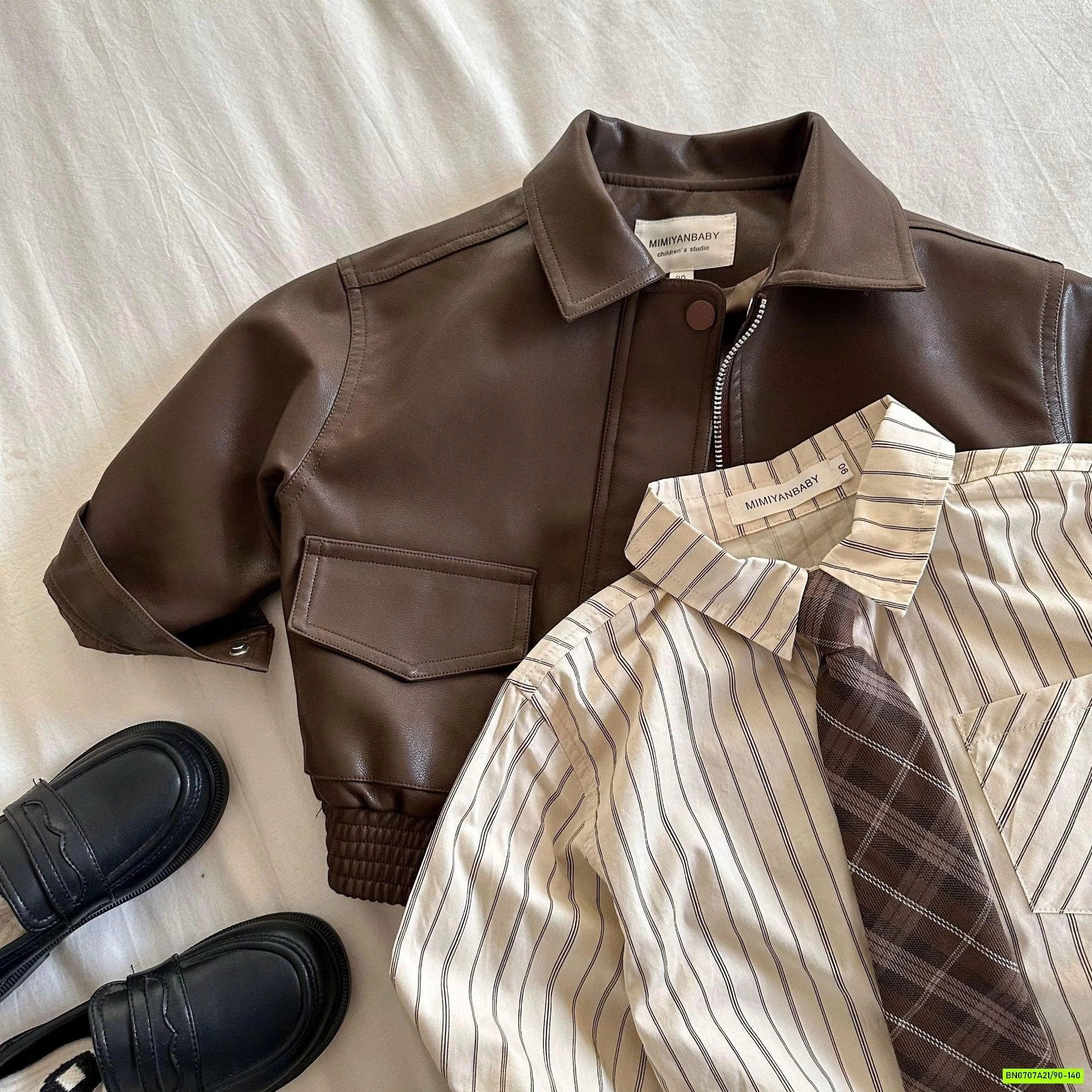 KHOÁC DA NÂU CỔ BẺ MMY