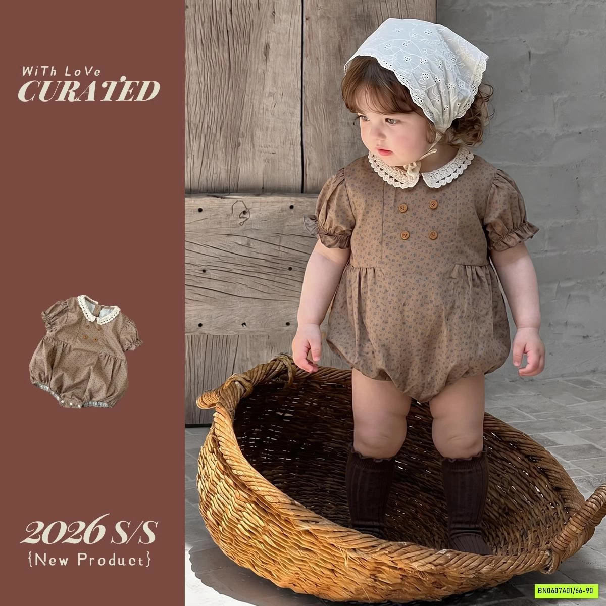 ROMPER THÔ MỀM VINTAGE CỔ SEN