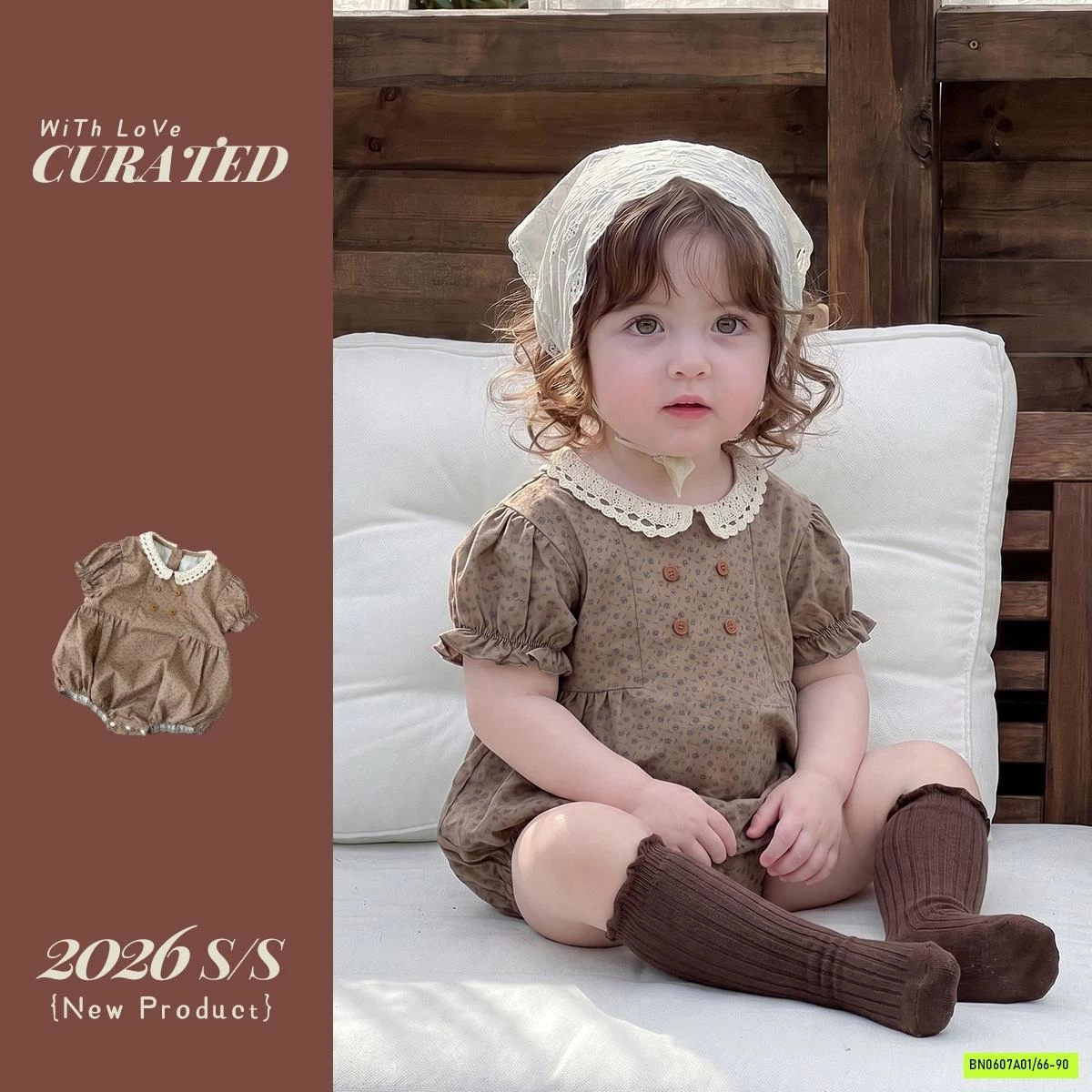 ROMPER THÔ MỀM VINTAGE CỔ SEN
