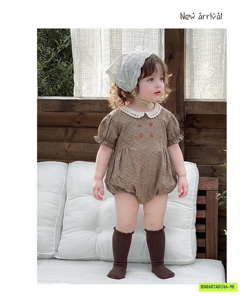 ROMPER THÔ MỀM VINTAGE CỔ SEN