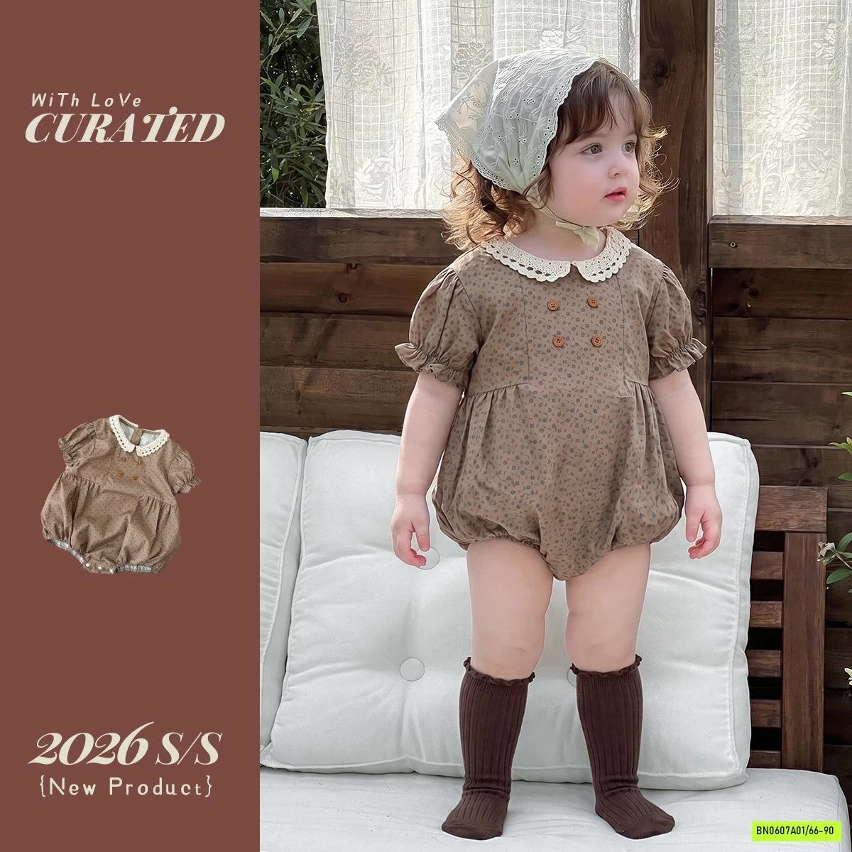 ROMPER THÔ MỀM VINTAGE CỔ SEN