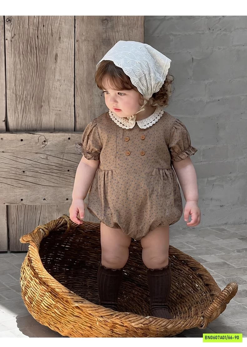 ROMPER THÔ MỀM VINTAGE CỔ SEN