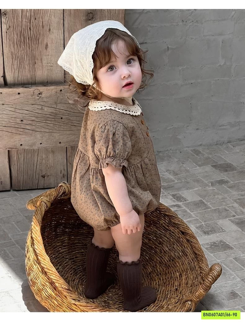 ROMPER THÔ MỀM VINTAGE CỔ SEN