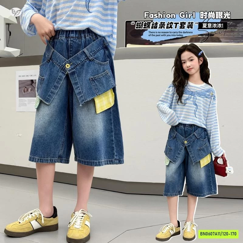 ÁO MONTOGHI KẺ MIX JEANS LỠ