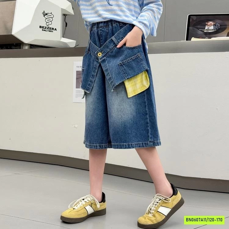 ÁO MONTOGHI KẺ MIX JEANS LỠ
