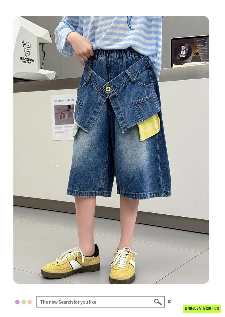 ÁO MONTOGHI KẺ MIX JEANS LỠ