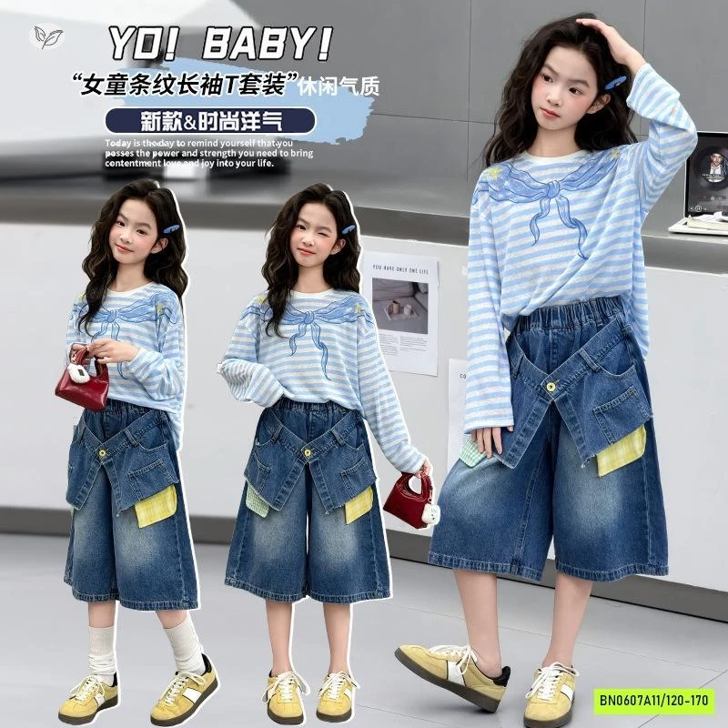 ÁO MONTOGHI KẺ MIX JEANS LỠ