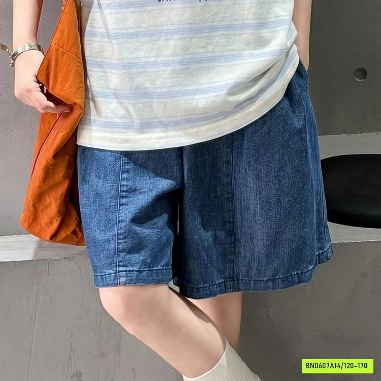 ÁO THUN GẤU KẺ MIX SHORT DENIM