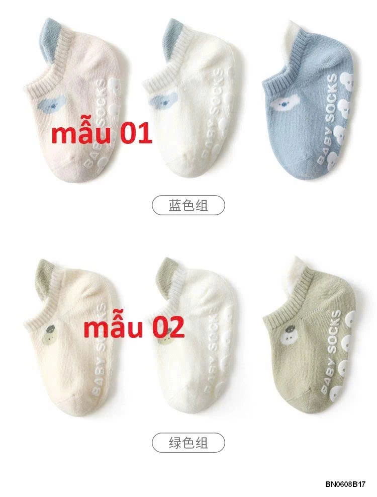 SÉT 3 đôi TẤT CHỐNG TRƯỢT ĐẾ CHỮ