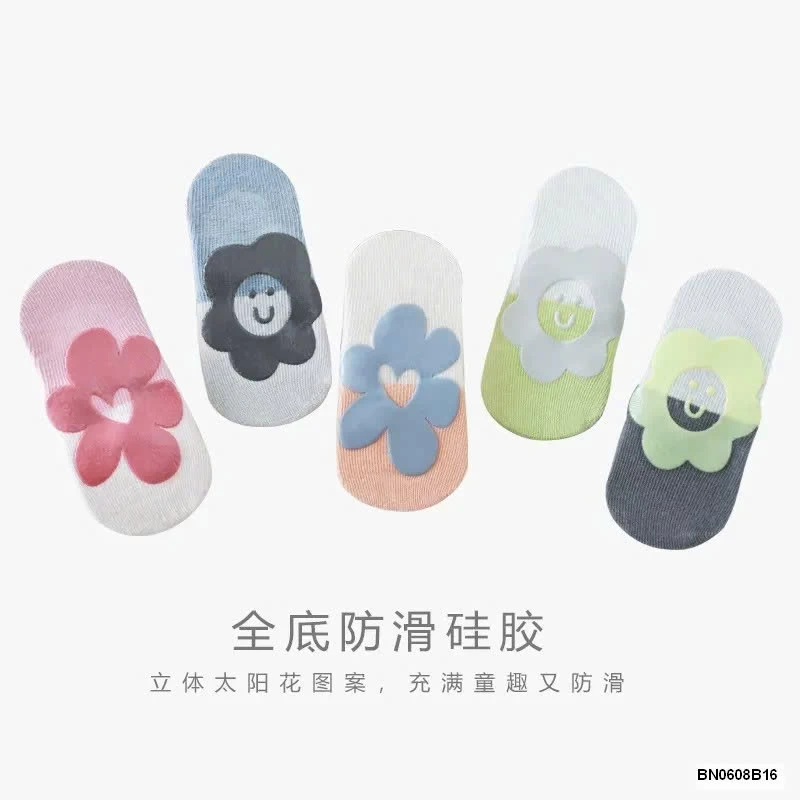 SÉT 5 Đ TẤT CHỐNG TRƯỢT ĐẾ HOA 2 MÀU