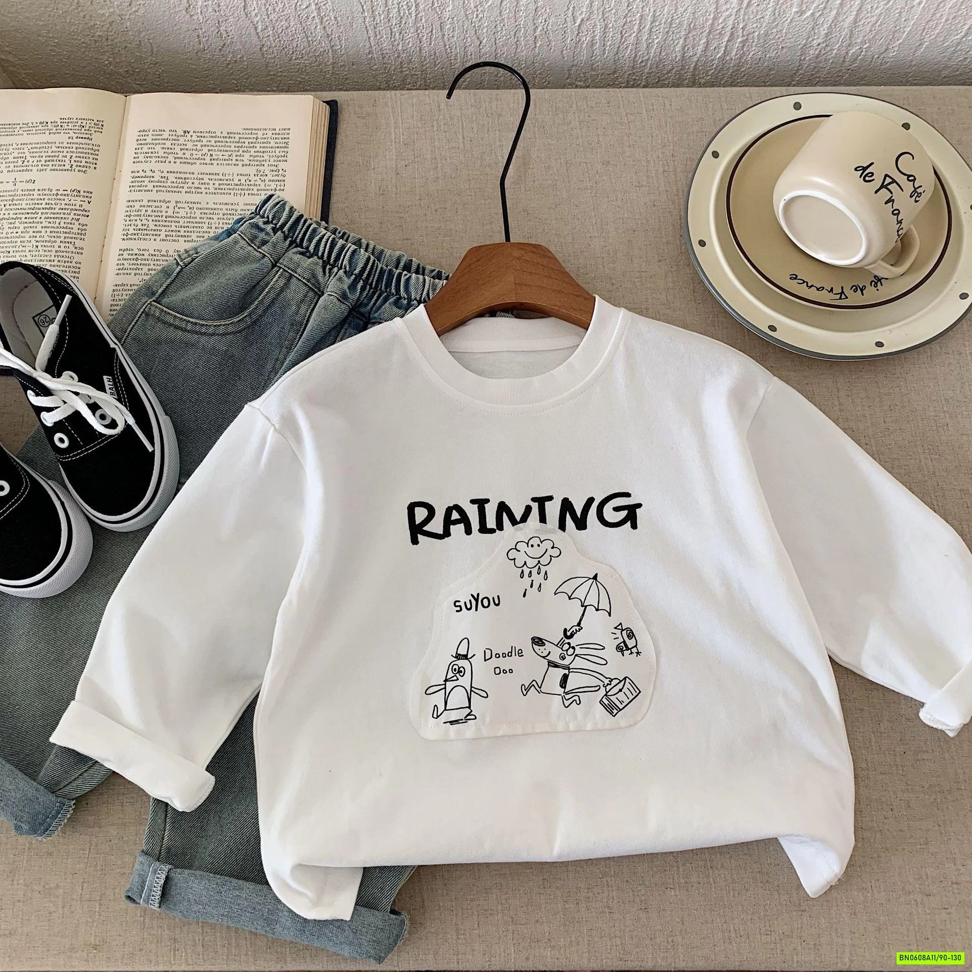 ÁO THUN THÊU HÌNH CƠN MƯA