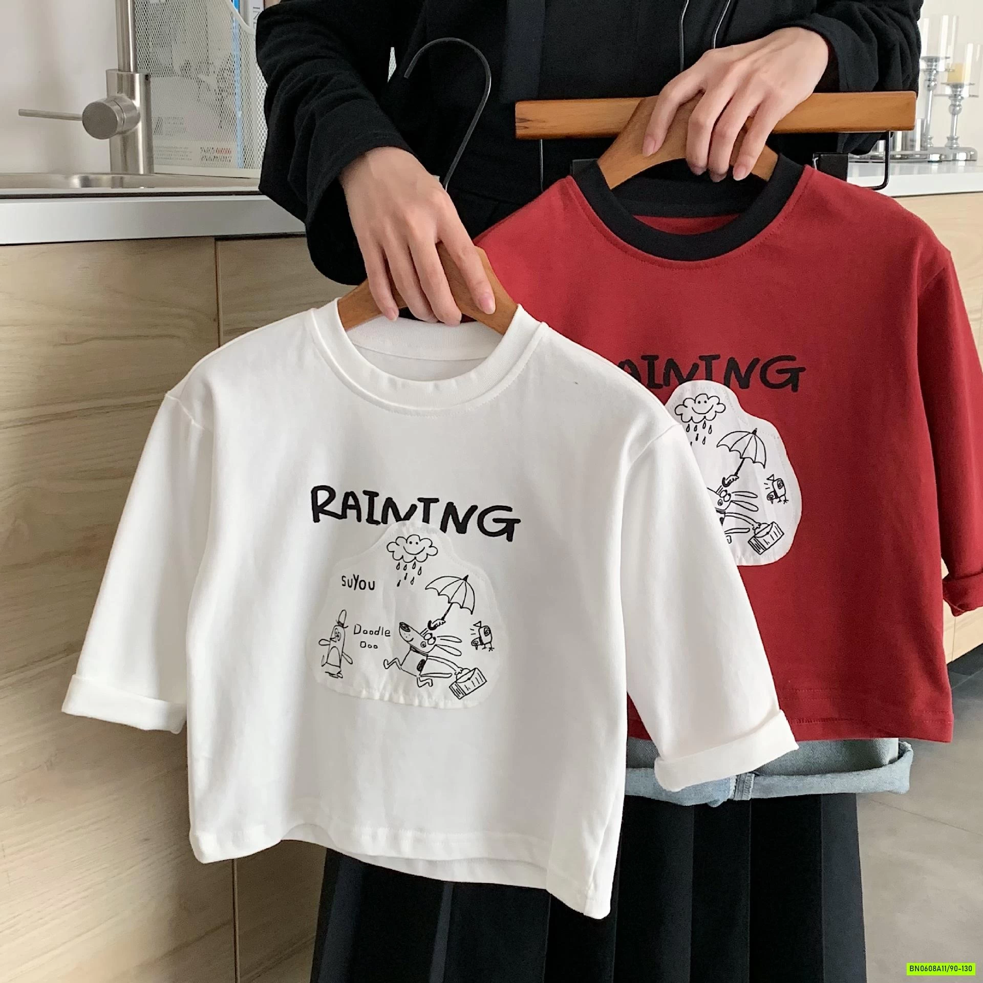ÁO THUN THÊU HÌNH CƠN MƯA