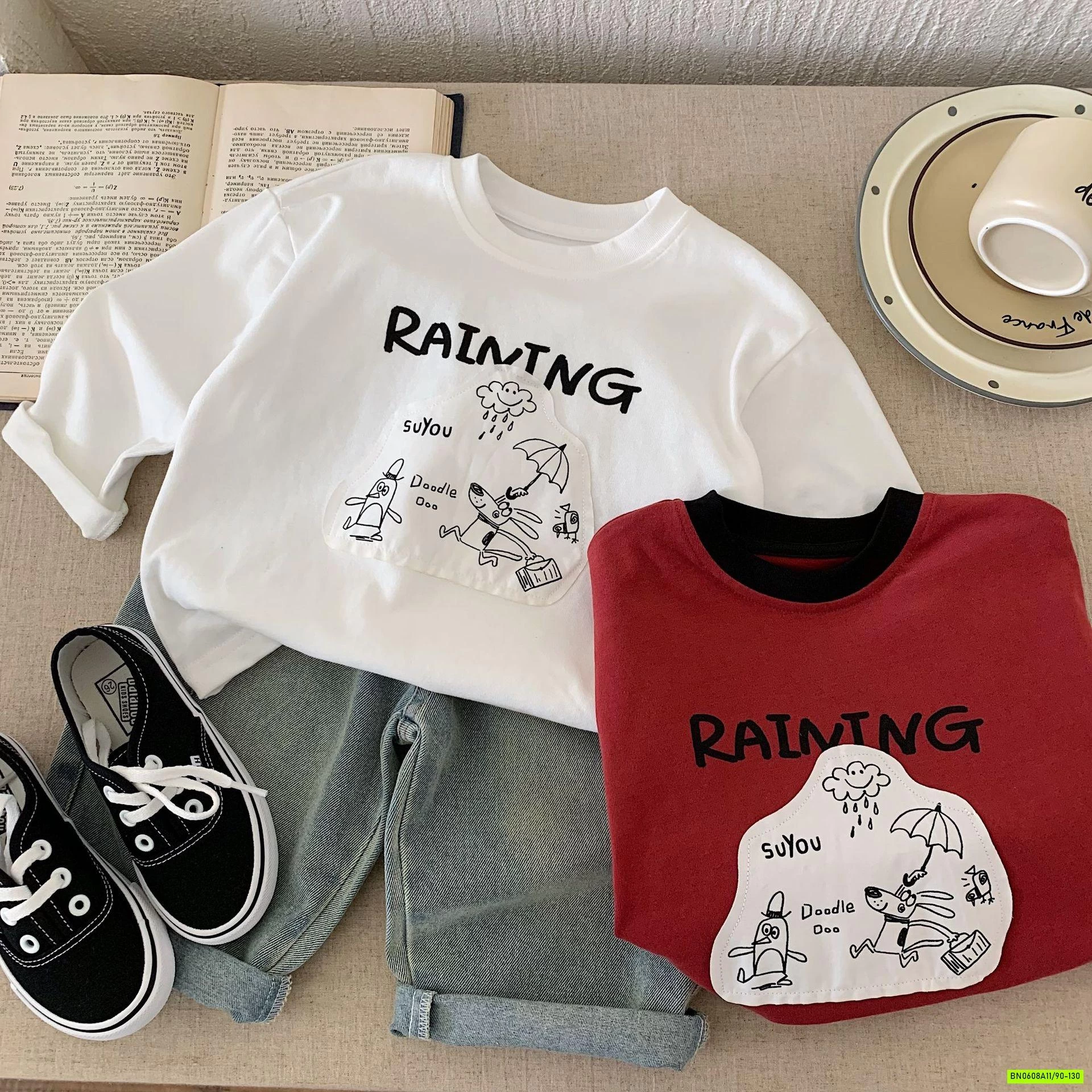 ÁO THUN THÊU HÌNH CƠN MƯA