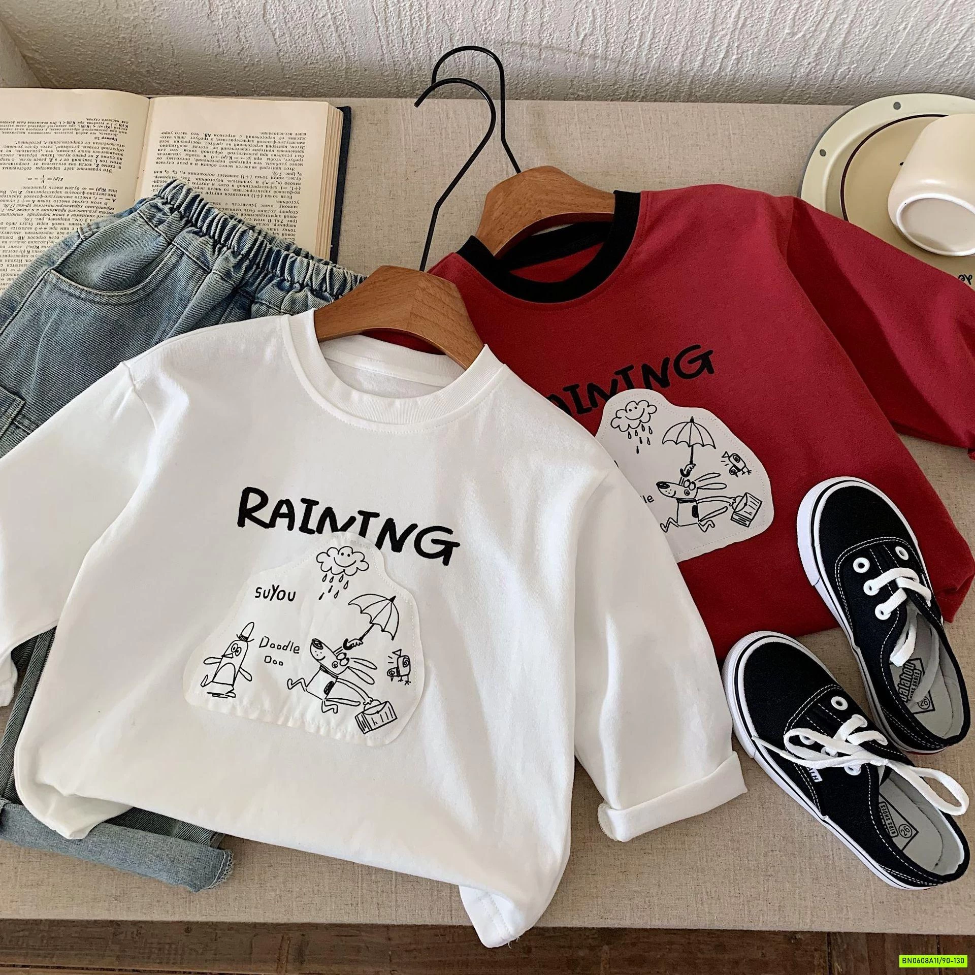 ÁO THUN THÊU HÌNH CƠN MƯA