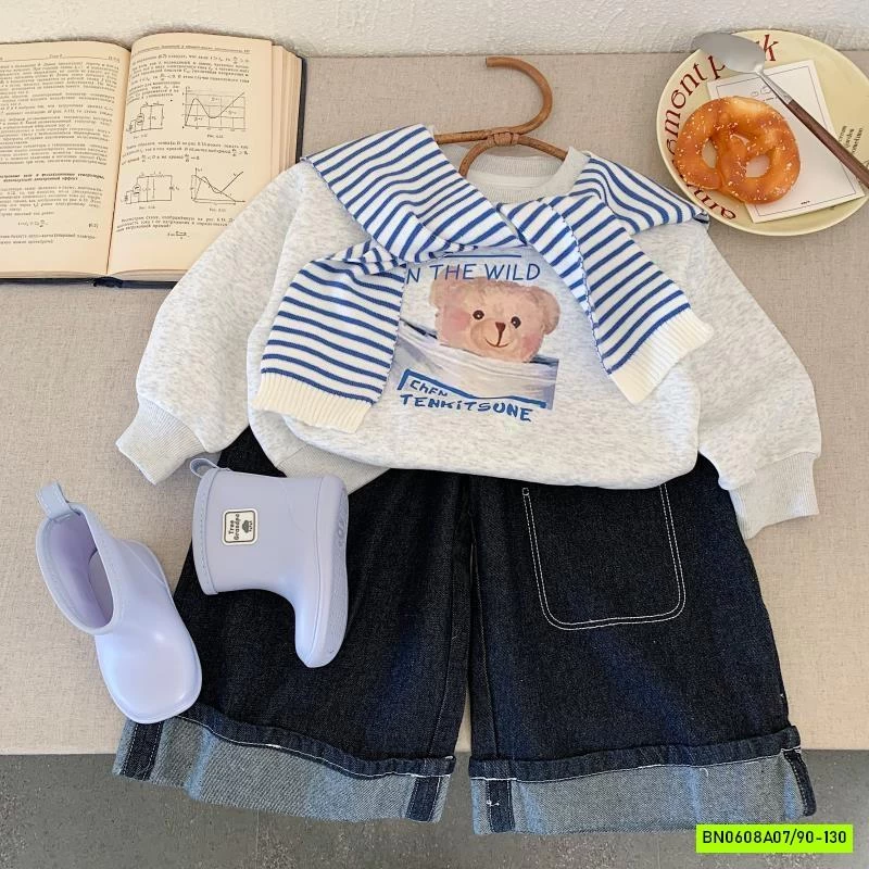 ÁO NỈ GẤU KÈM KHĂN CHOÀNG