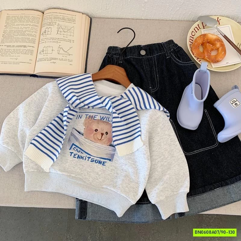 ÁO NỈ GẤU KÈM KHĂN CHOÀNG