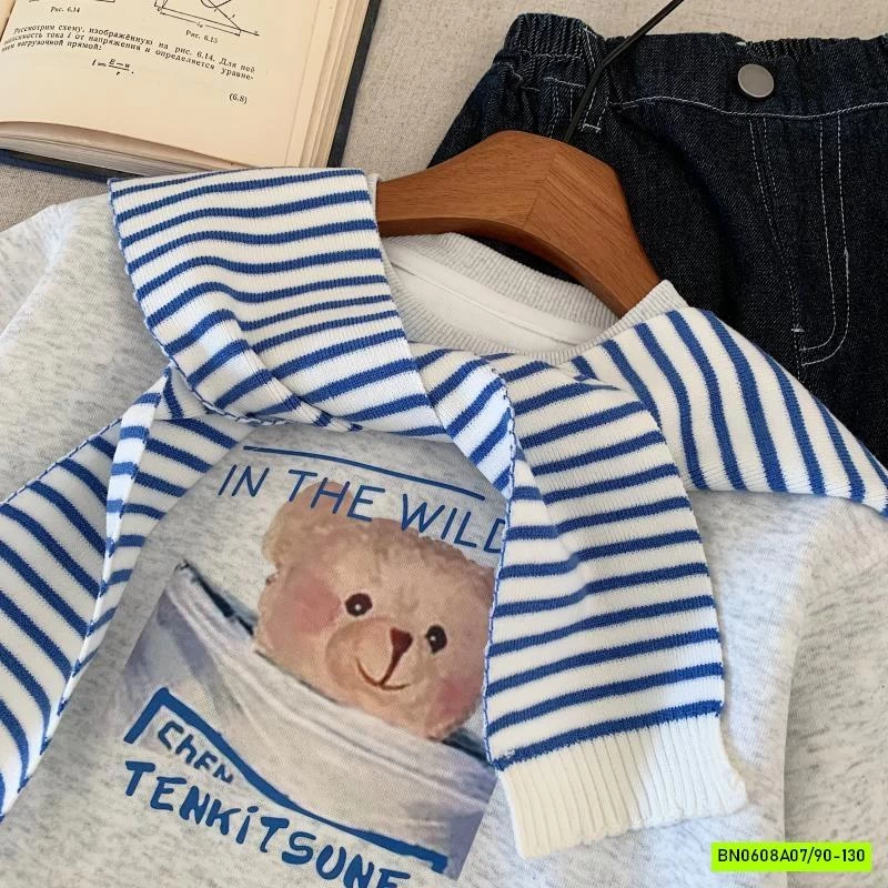 ÁO NỈ GẤU KÈM KHĂN CHOÀNG