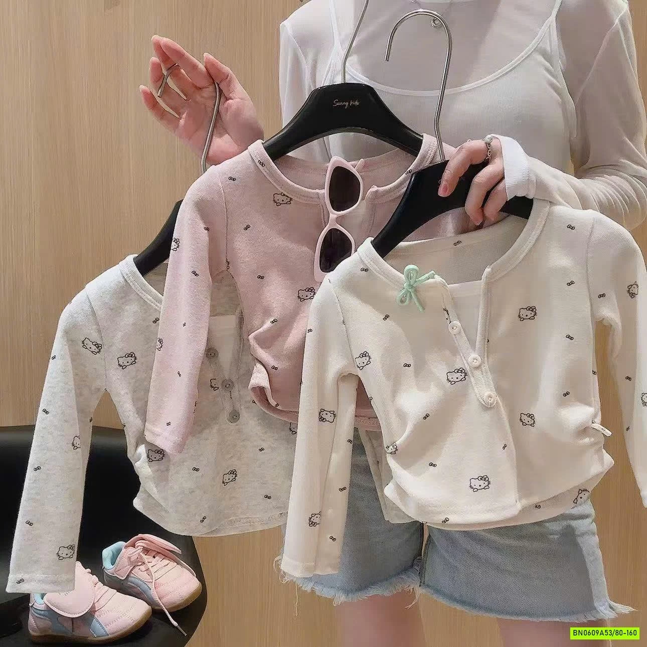 BỘ NỈ ÁO RÚT EO KITTY