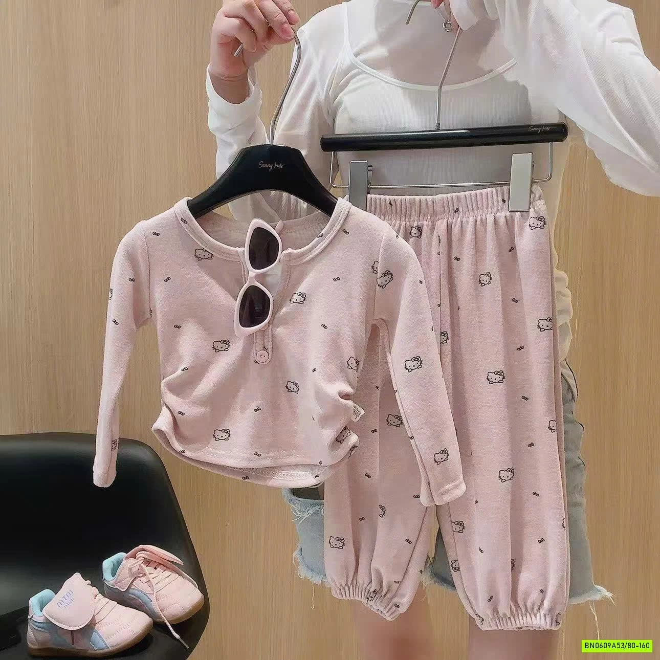 BỘ NỈ ÁO RÚT EO KITTY