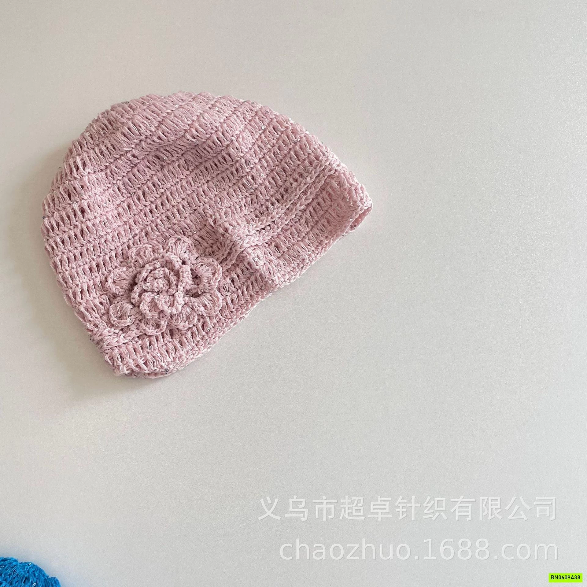 MŨ LEN DỆT GẮN HOA