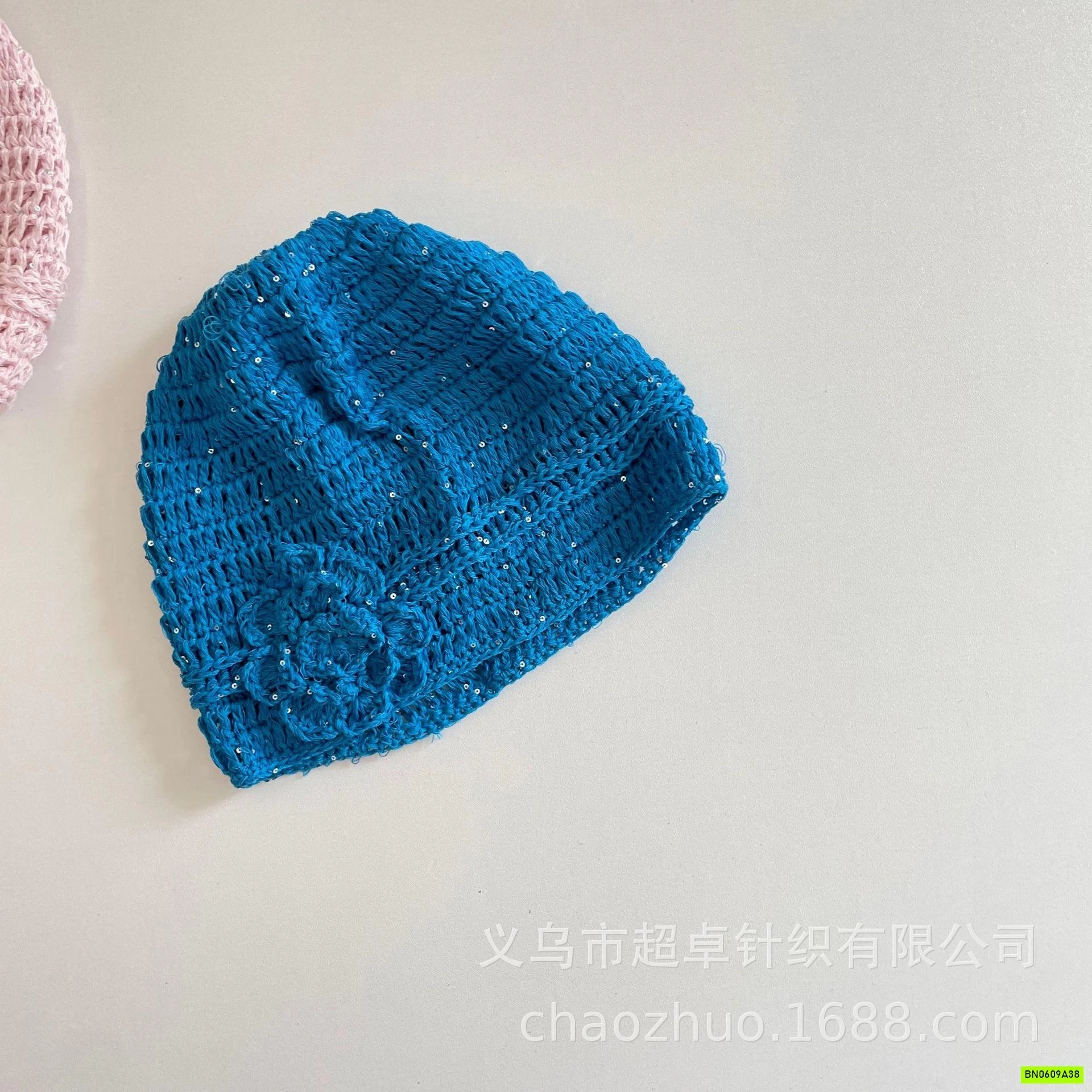 MŨ LEN DỆT GẮN HOA