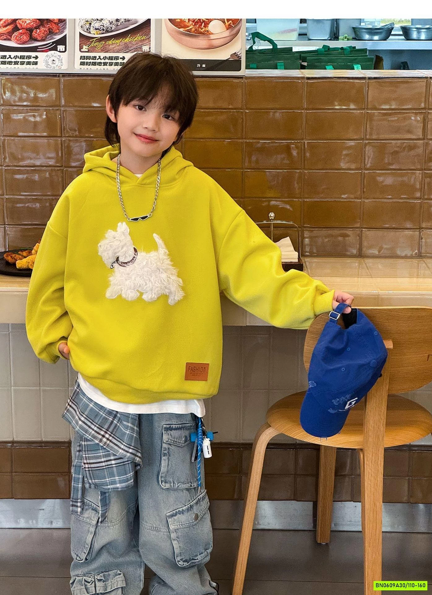 HOODIE NỈ VÀNG GẮN CÚN 3D