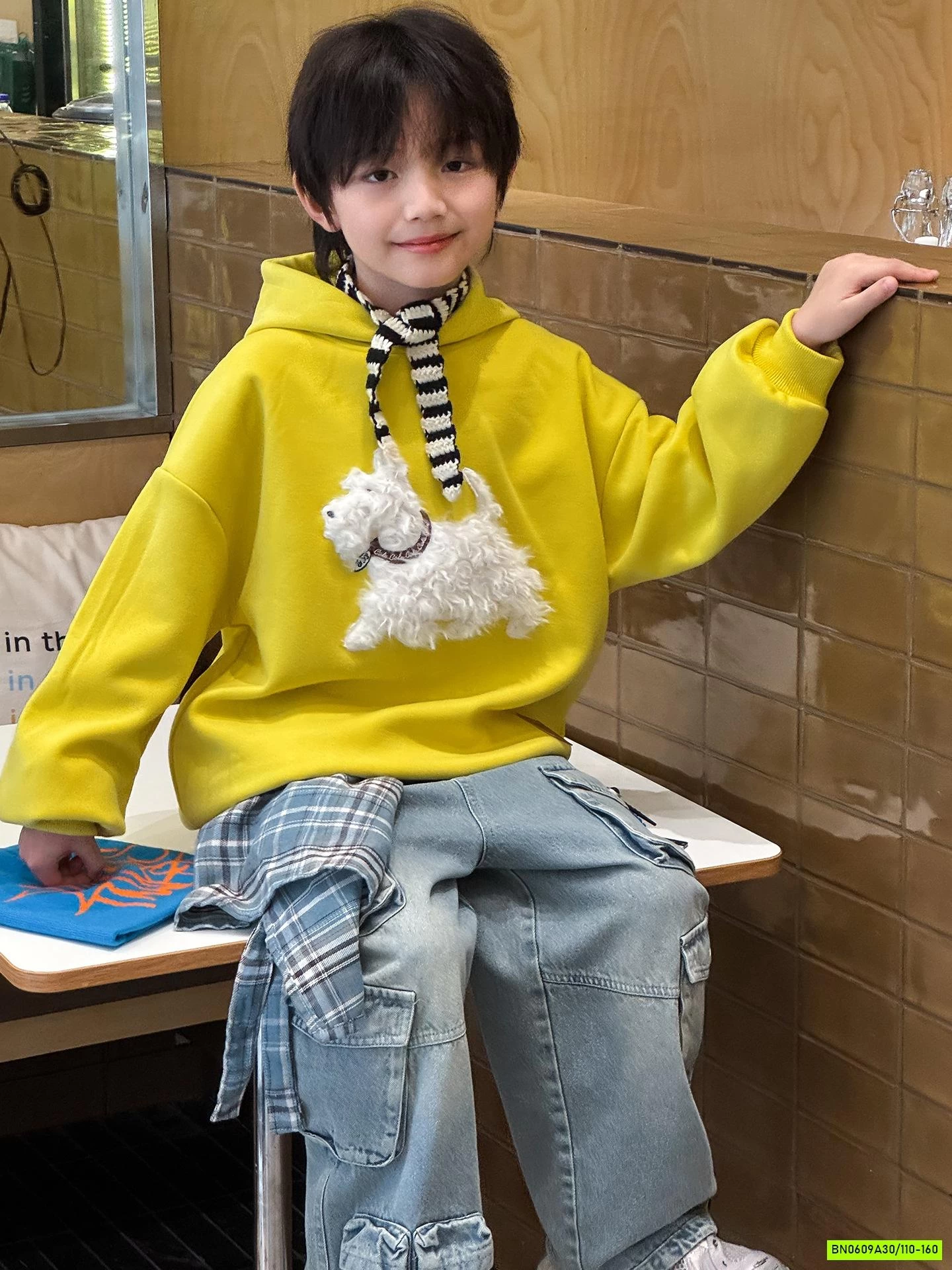 HOODIE NỈ VÀNG GẮN CÚN 3D