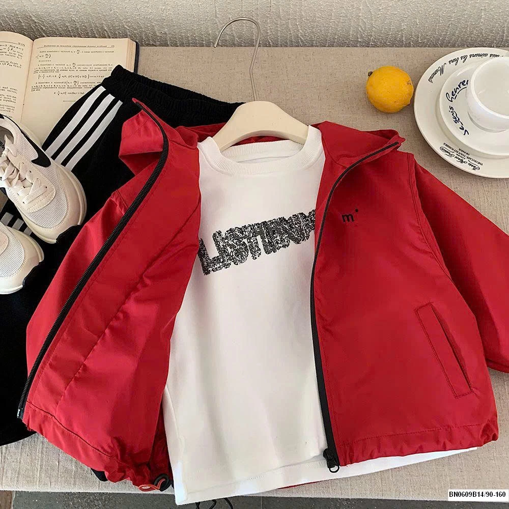 ÁO KHOÁC GIÓ ĐỎ TRƠN MÀU