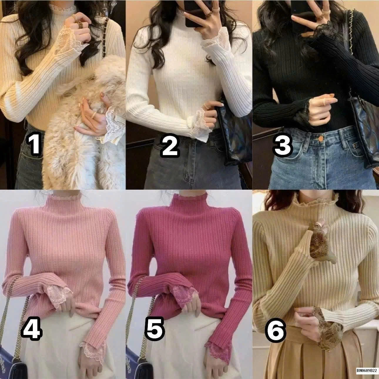 ÁO LEN NỮ MIX REN