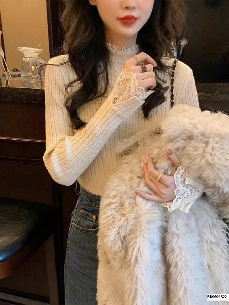 ÁO LEN NỮ MIX REN