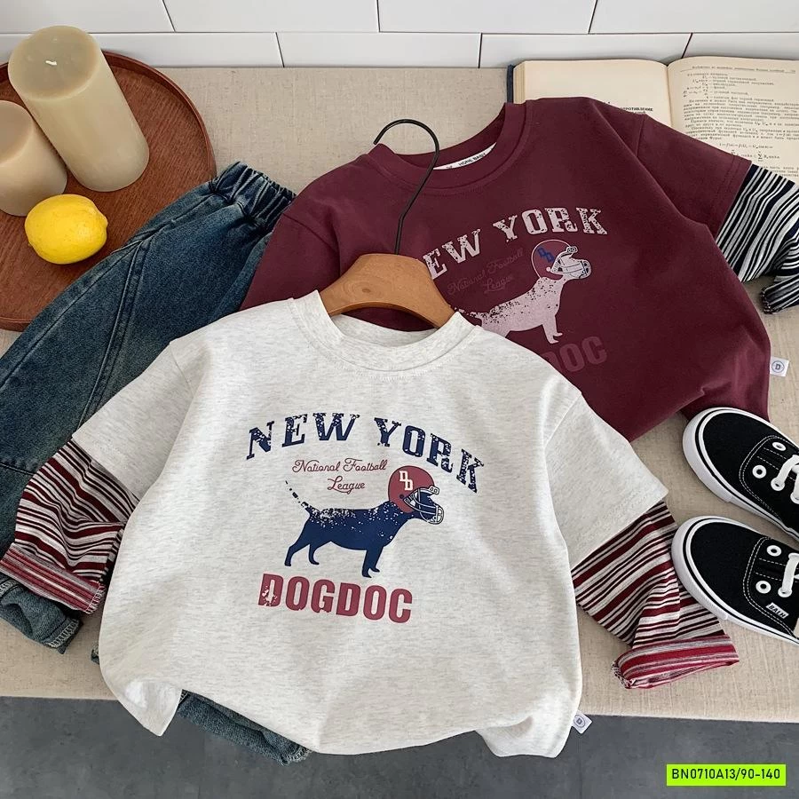 ÁO CÚN GIẢ 2 LỚP TAY KẺ