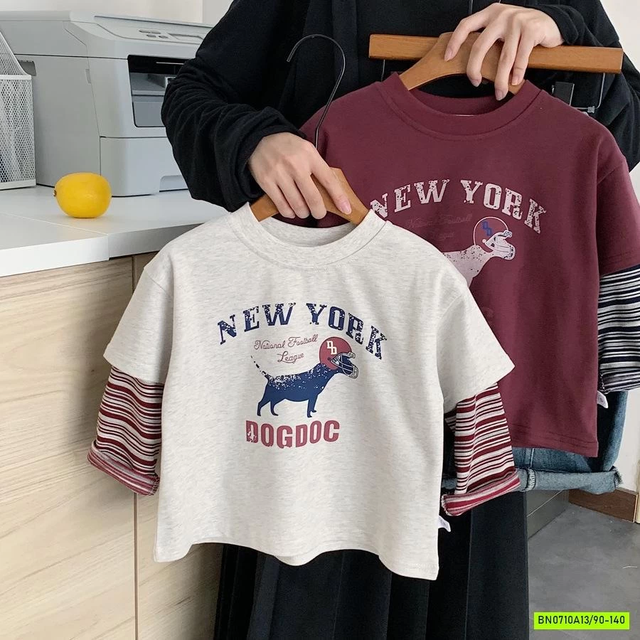 ÁO CÚN GIẢ 2 LỚP TAY KẺ