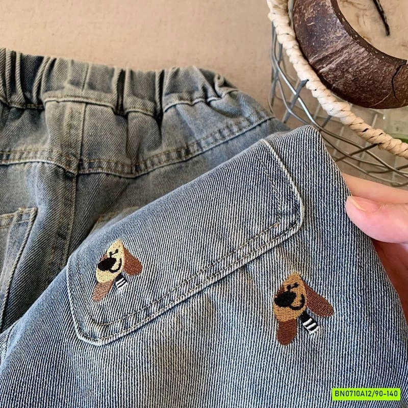 JEANS BAGGY THÊU CÚN