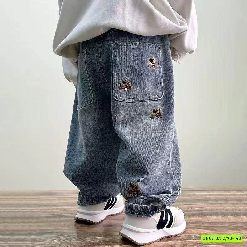 JEANS BAGGY THÊU CÚN