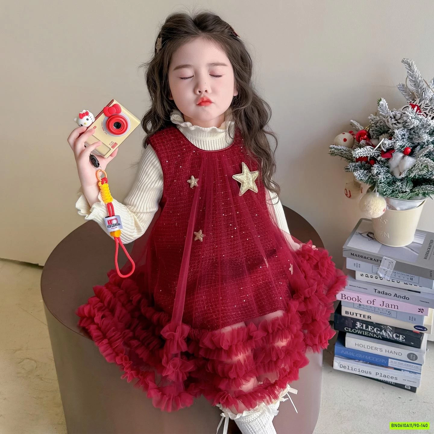 SÉT VÁY VOAN ĐỎ NƠ NGỰC