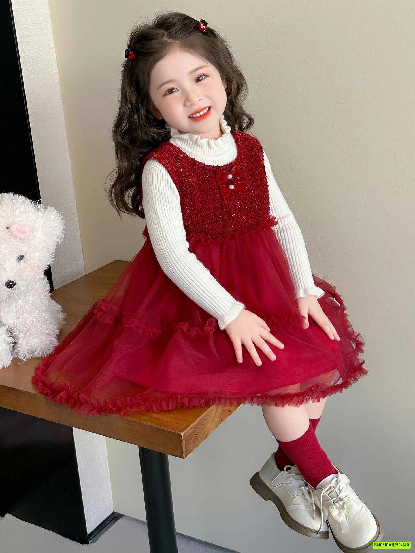 SÉT VÁY VOAN ĐỎ NƠ NGỰC