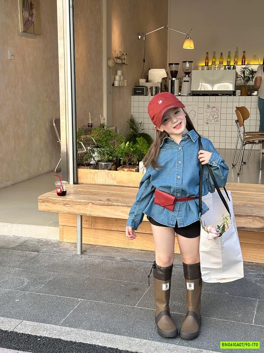 SƠ MI JEANS THÊU LOGO 25F133 AMBB