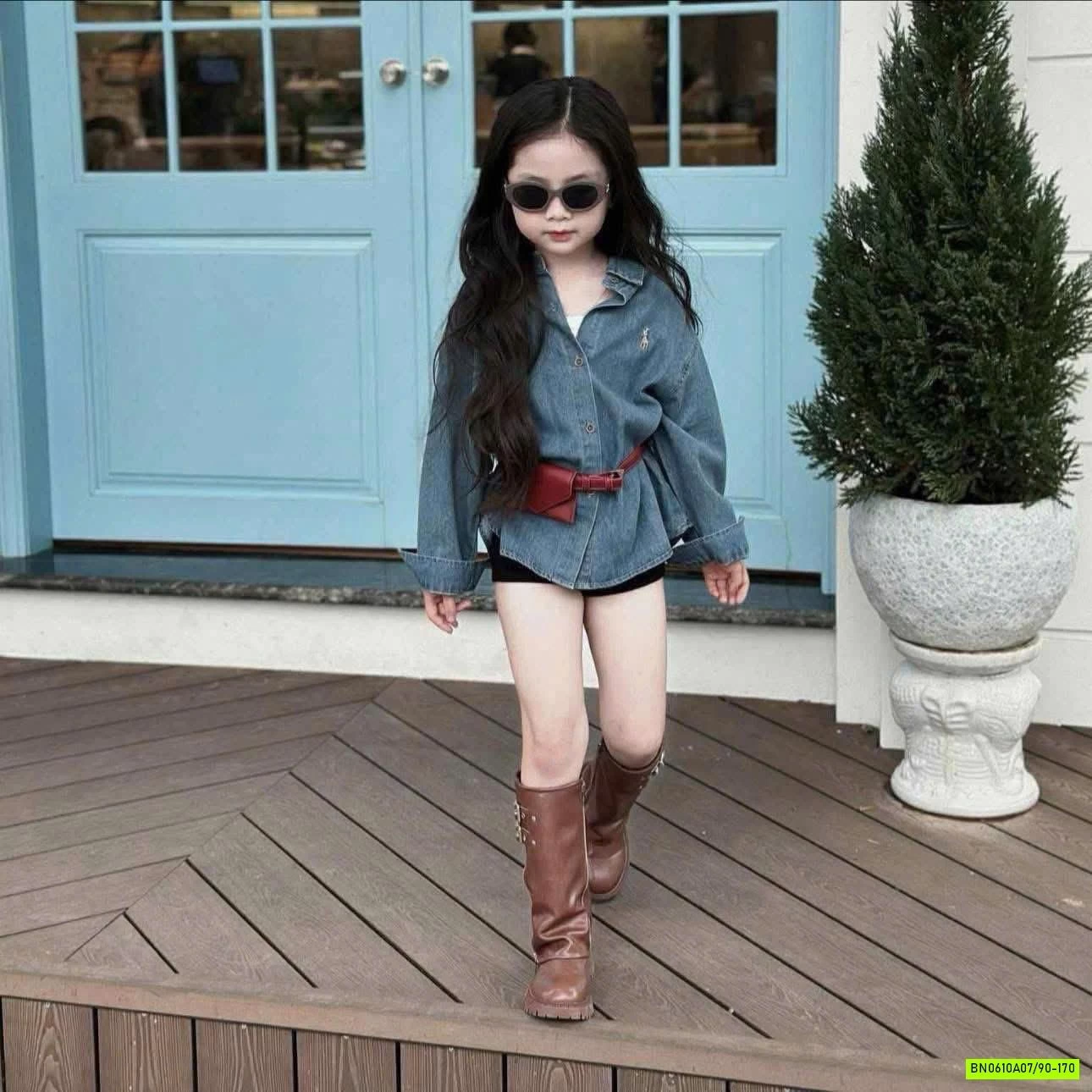 SƠ MI JEANS THÊU LOGO 25F133 AMBB