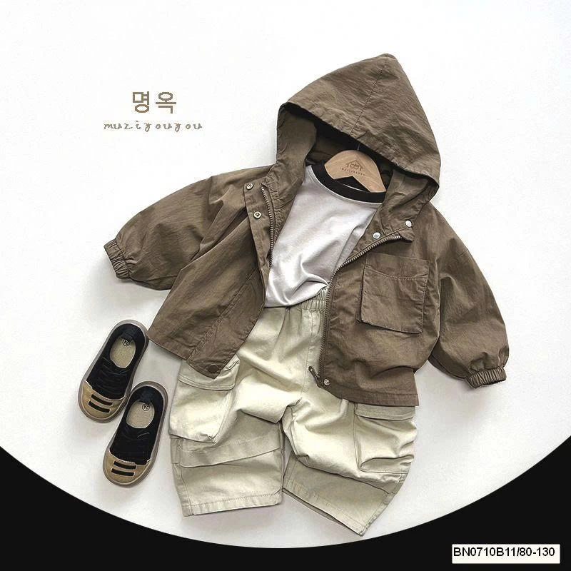 ÁO KHOÁC GIÓ CÓ MŨ  MUZIYOUYOU