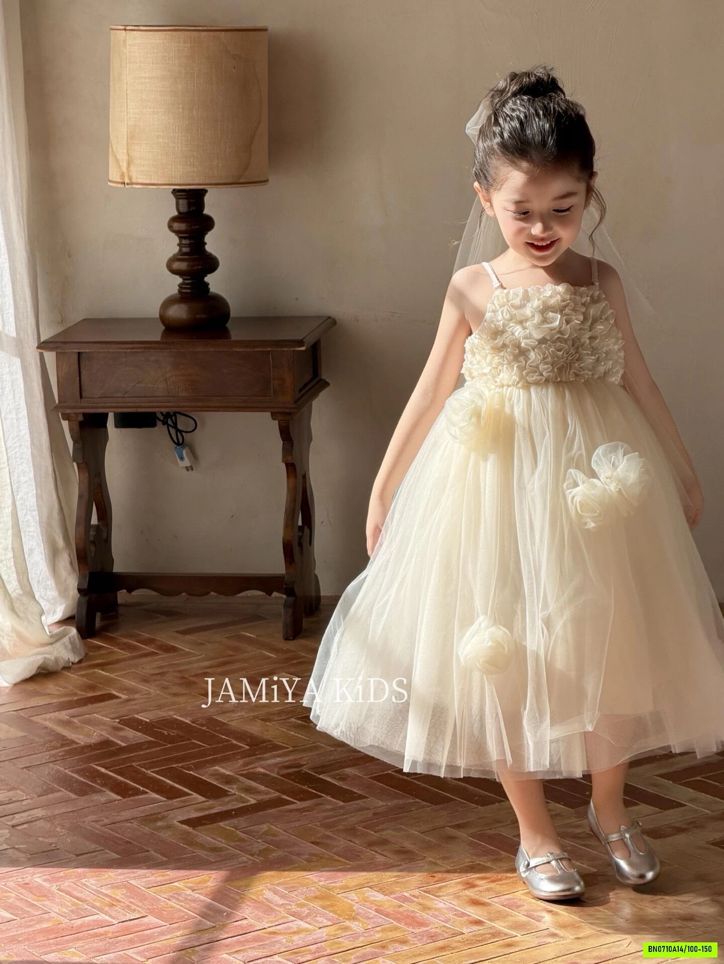 ĐẦM VOAN CÔNG CHÚA 2 DÂY HOA NỔI