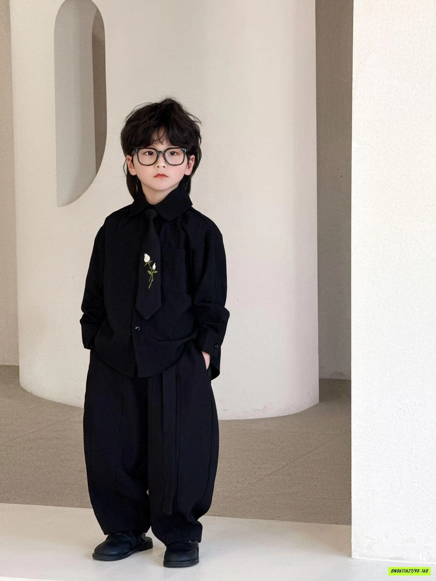 SƠ MI ĐŨI HOA KÈM CÀ VẠT