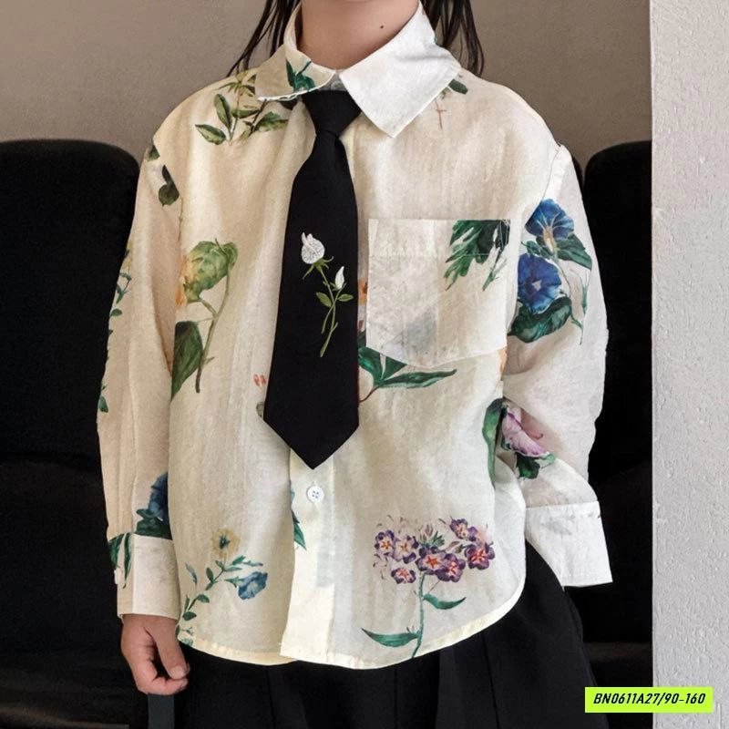 SƠ MI ĐŨI HOA KÈM CÀ VẠT