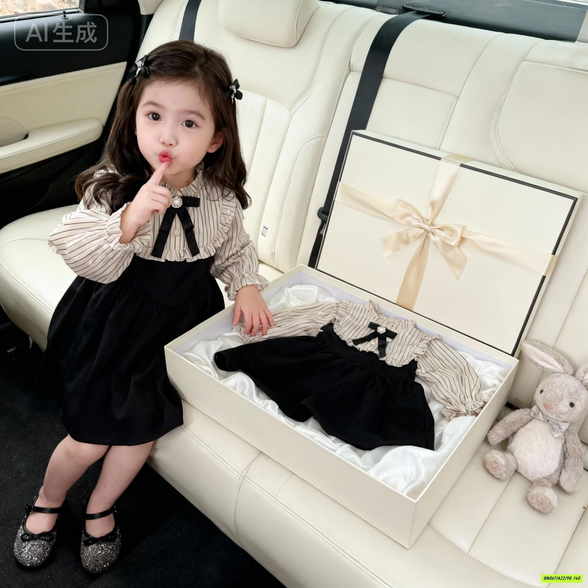 ĐẦM SƠ MI CỔ BÈO NƠ PREMIUM