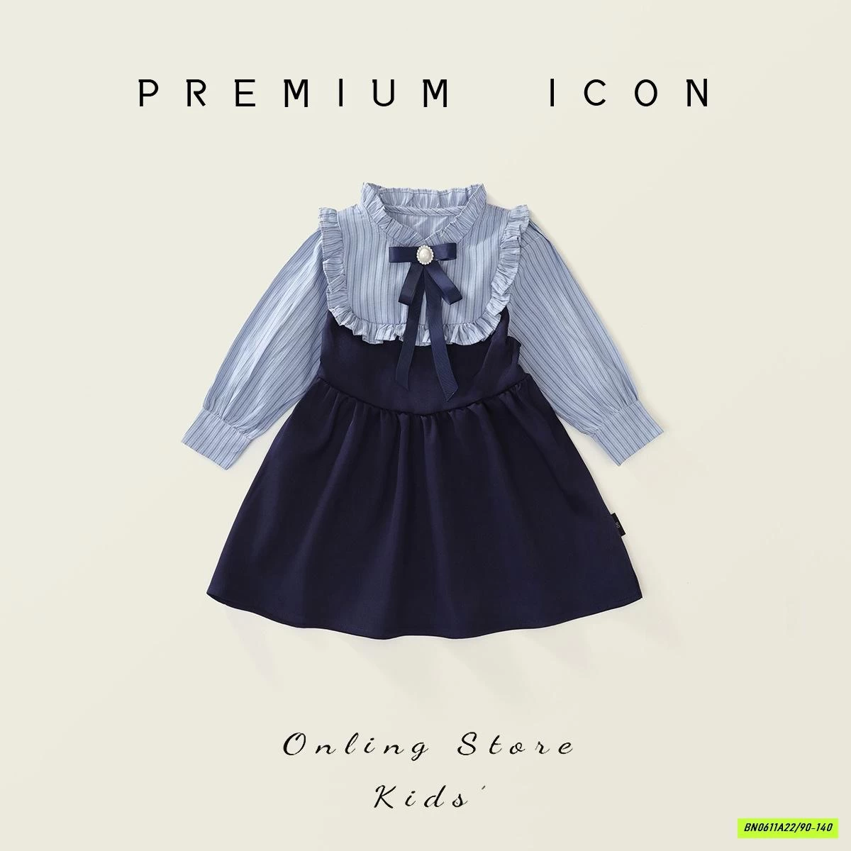 ĐẦM SƠ MI CỔ BÈO NƠ PREMIUM