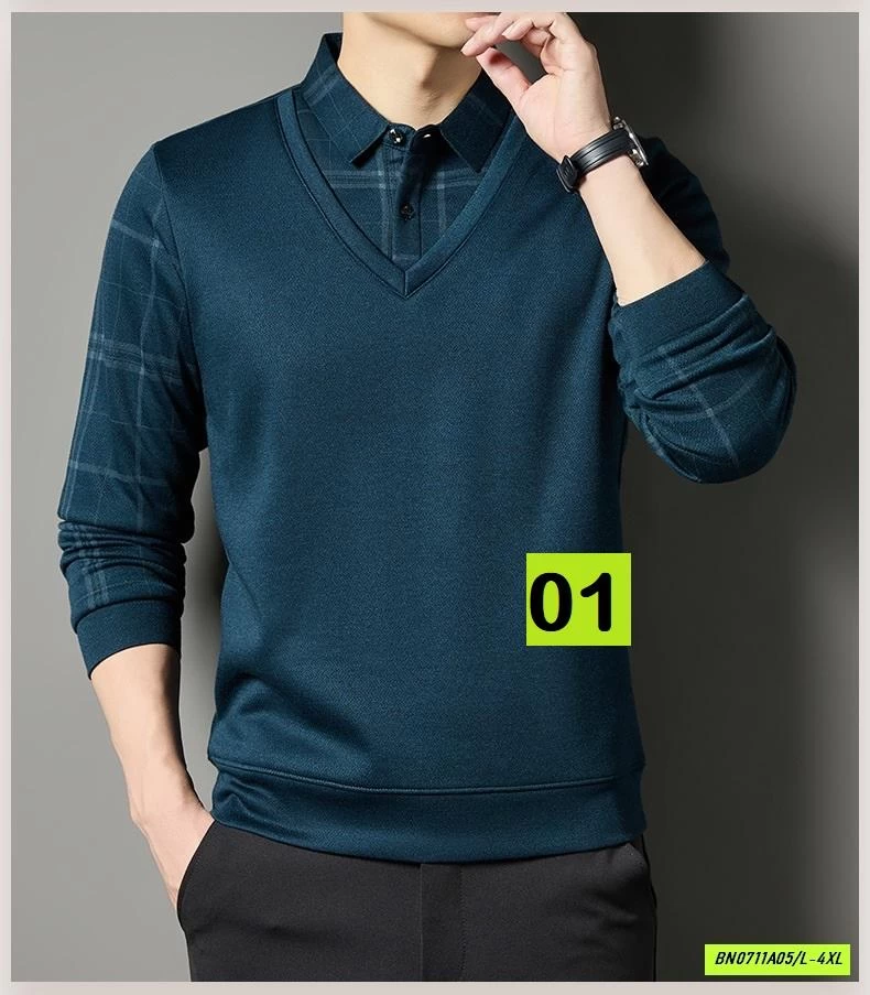 ÁO LEN NAM GIẢ CỔ SƠ MI LÓT LÔNG