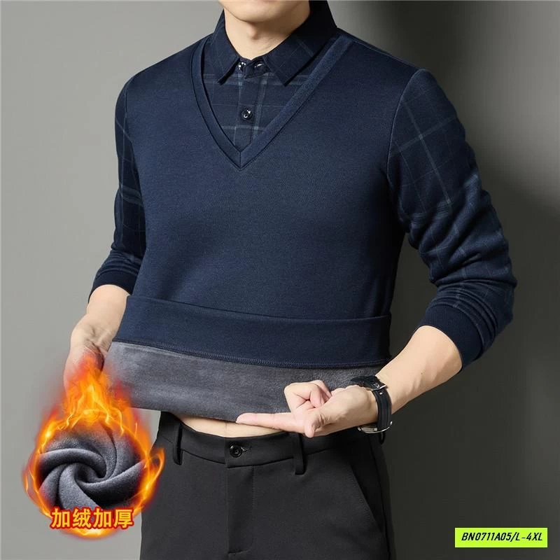 ÁO LEN NAM GIẢ CỔ SƠ MI LÓT LÔNG