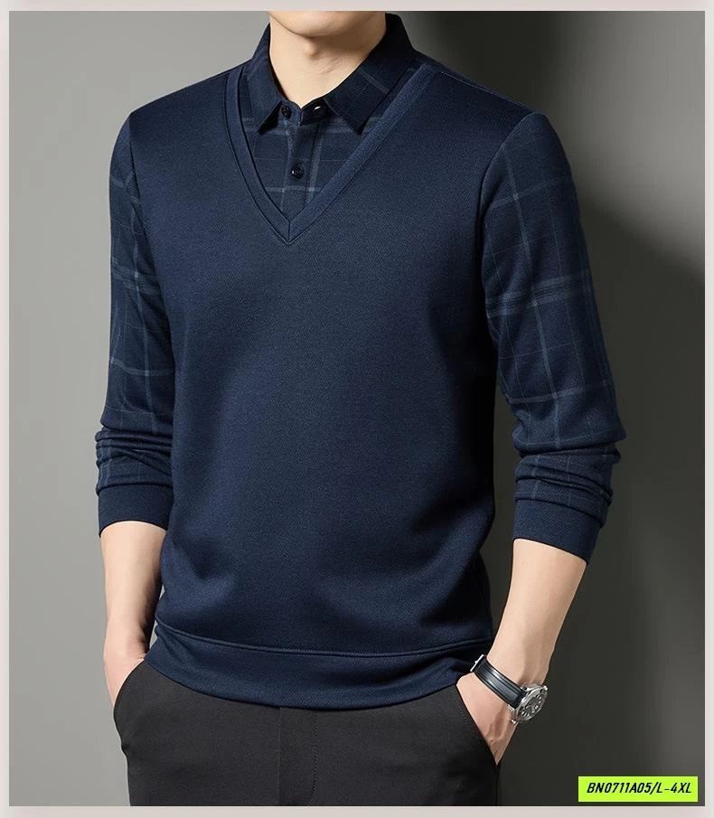 ÁO LEN NAM GIẢ CỔ SƠ MI LÓT LÔNG