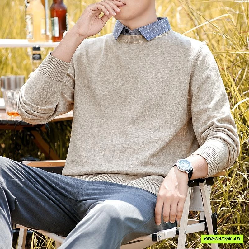 ÁO LEN CAO CẤP CỔ SƠ MI GIẢ 2 LỚP